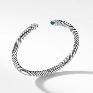 David Yurman Cable Bracelet w/Blue Topaz &Diamonds